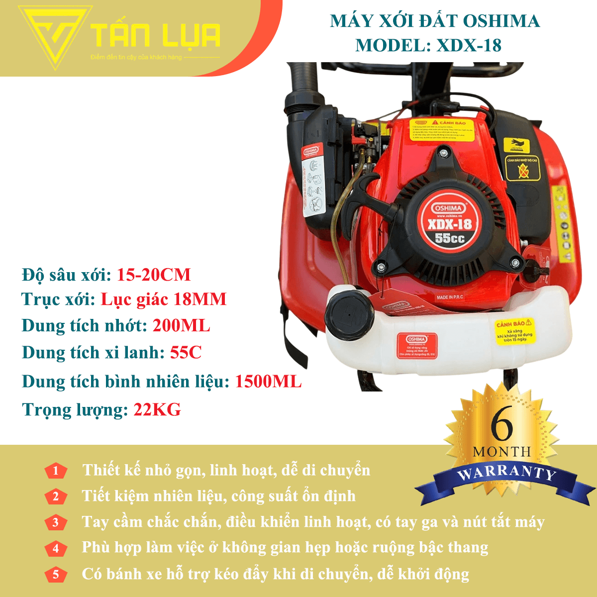 MÁY XỚI ĐẤT OSHIMA XDX-18 – GIẢI PHÁP LÀM ĐẤT NHỎ GỌN, HIỆU QUẢ CAO - Góc nhìn 2