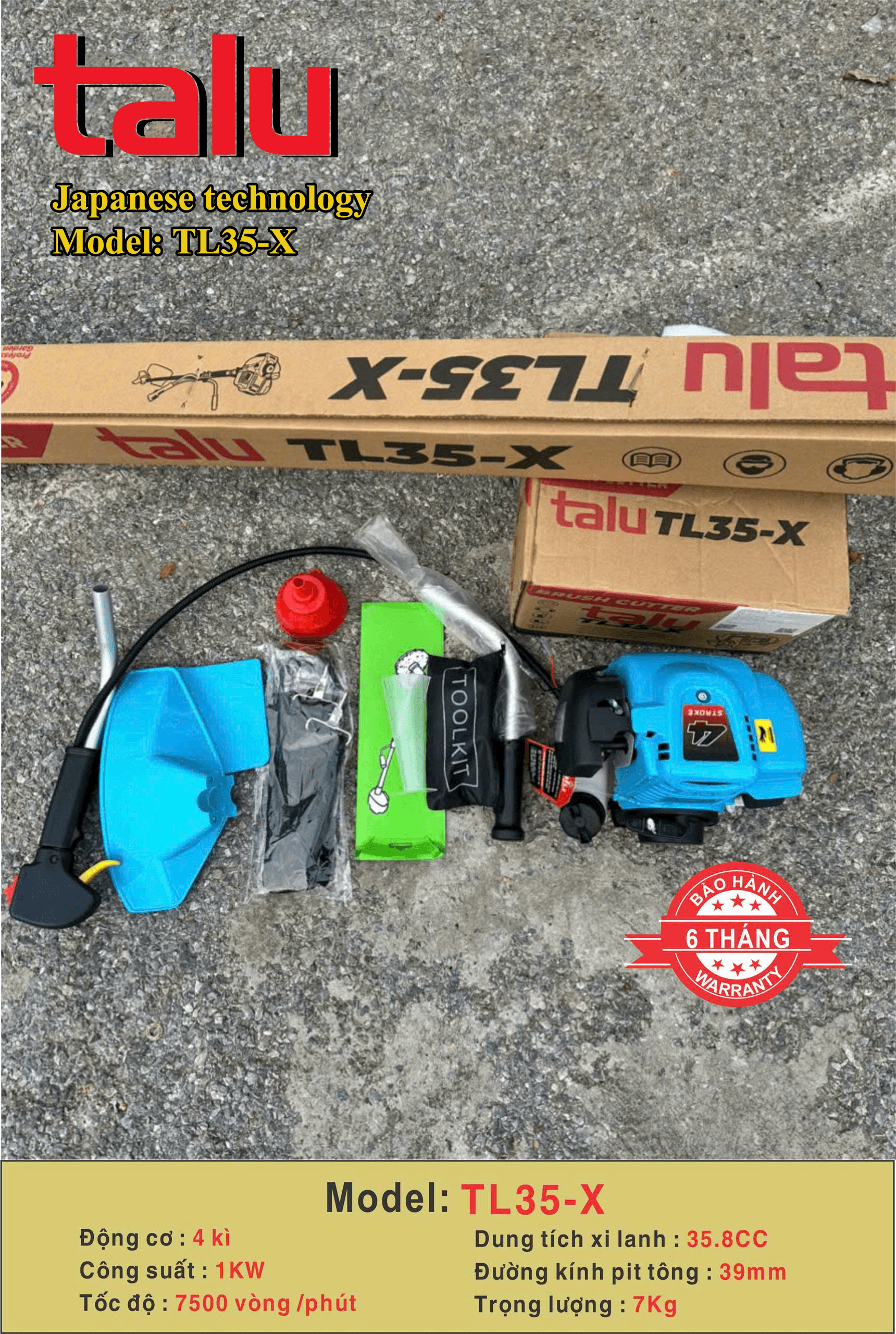 Máy cắt cỏ TL35X 4 thì xăng riêng nhớt riêng - Góc nhìn 2