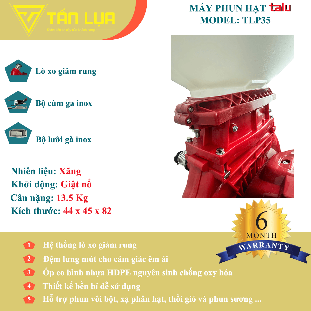 Máy phun xạ hạt Talu TLP35 chính hãng dung tích 26L 4 thì - Góc nhìn 6